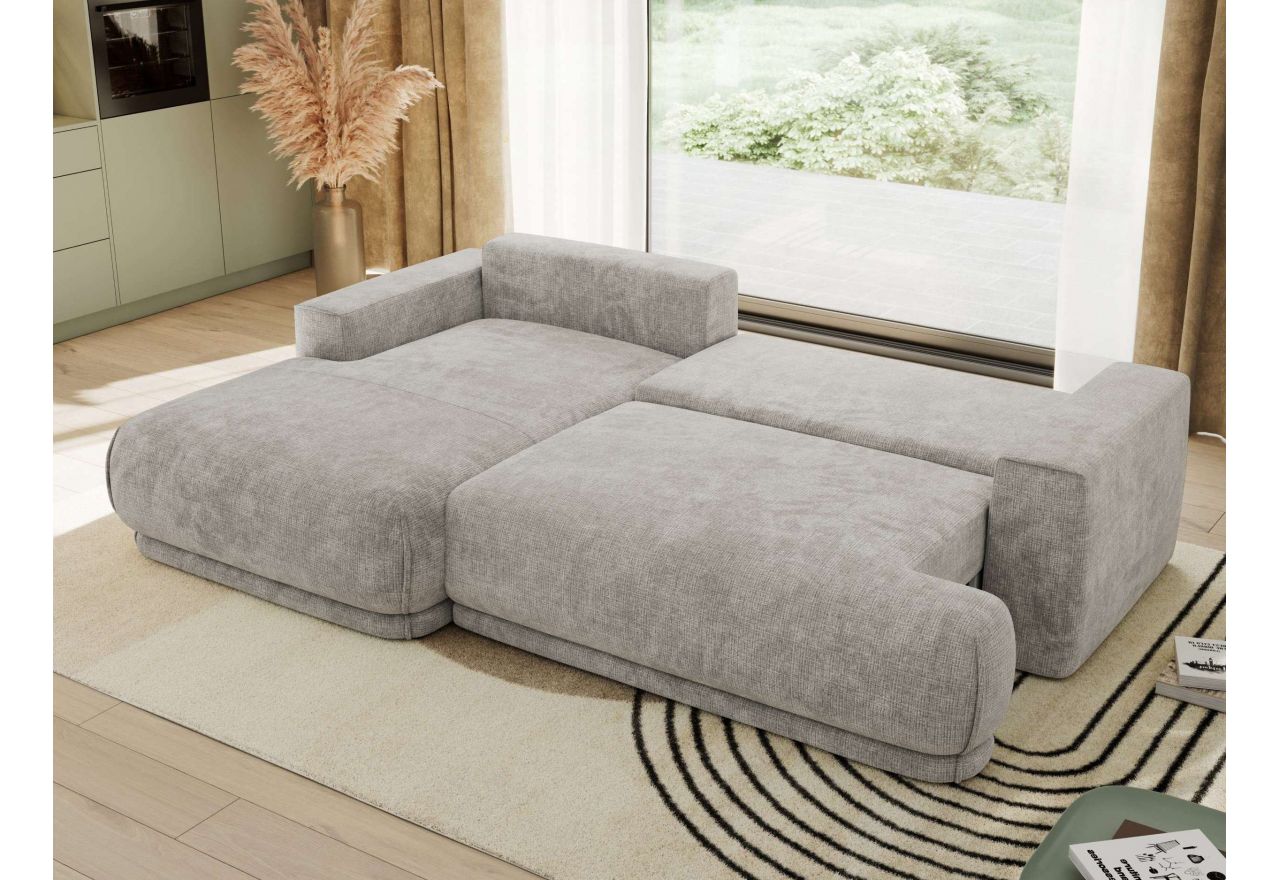 Narożnik RINA L - strona lewa - jasnoszary, szenil grubo tkany