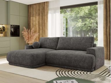 Narożnik RINA L - strona lewa - szary, szenil grubo tkany