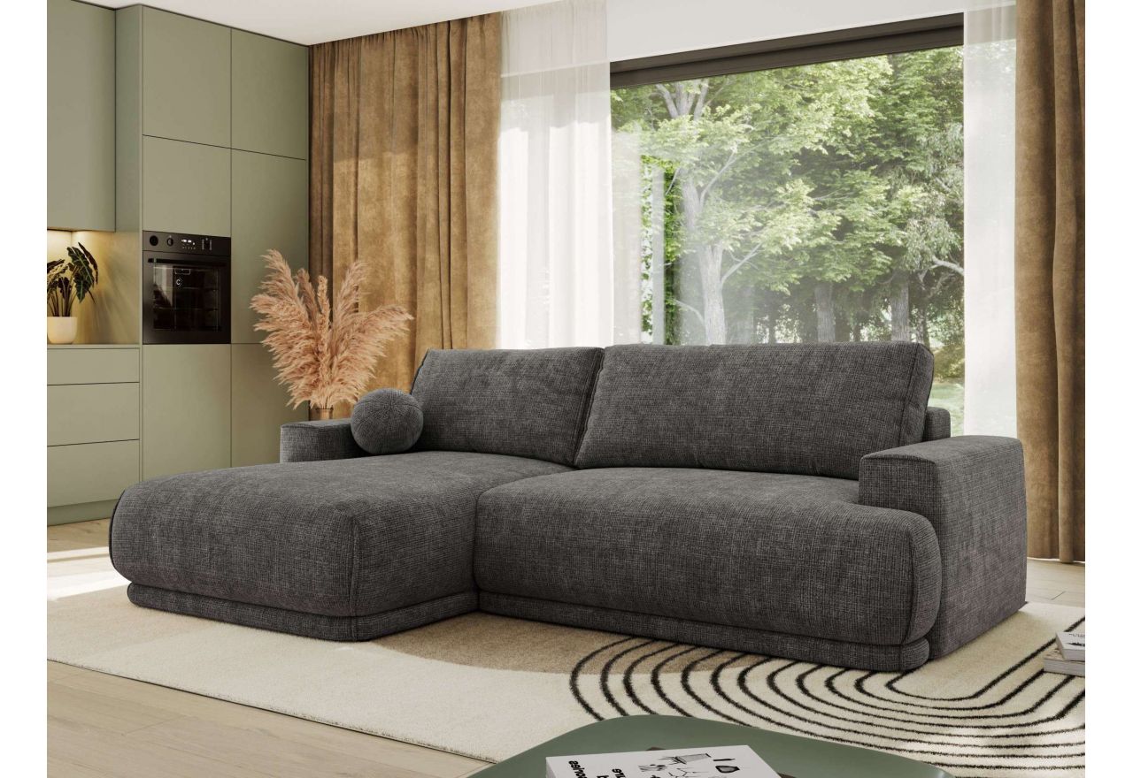 Narożnik RINA L - strona lewa - szary, szenil grubo tkany