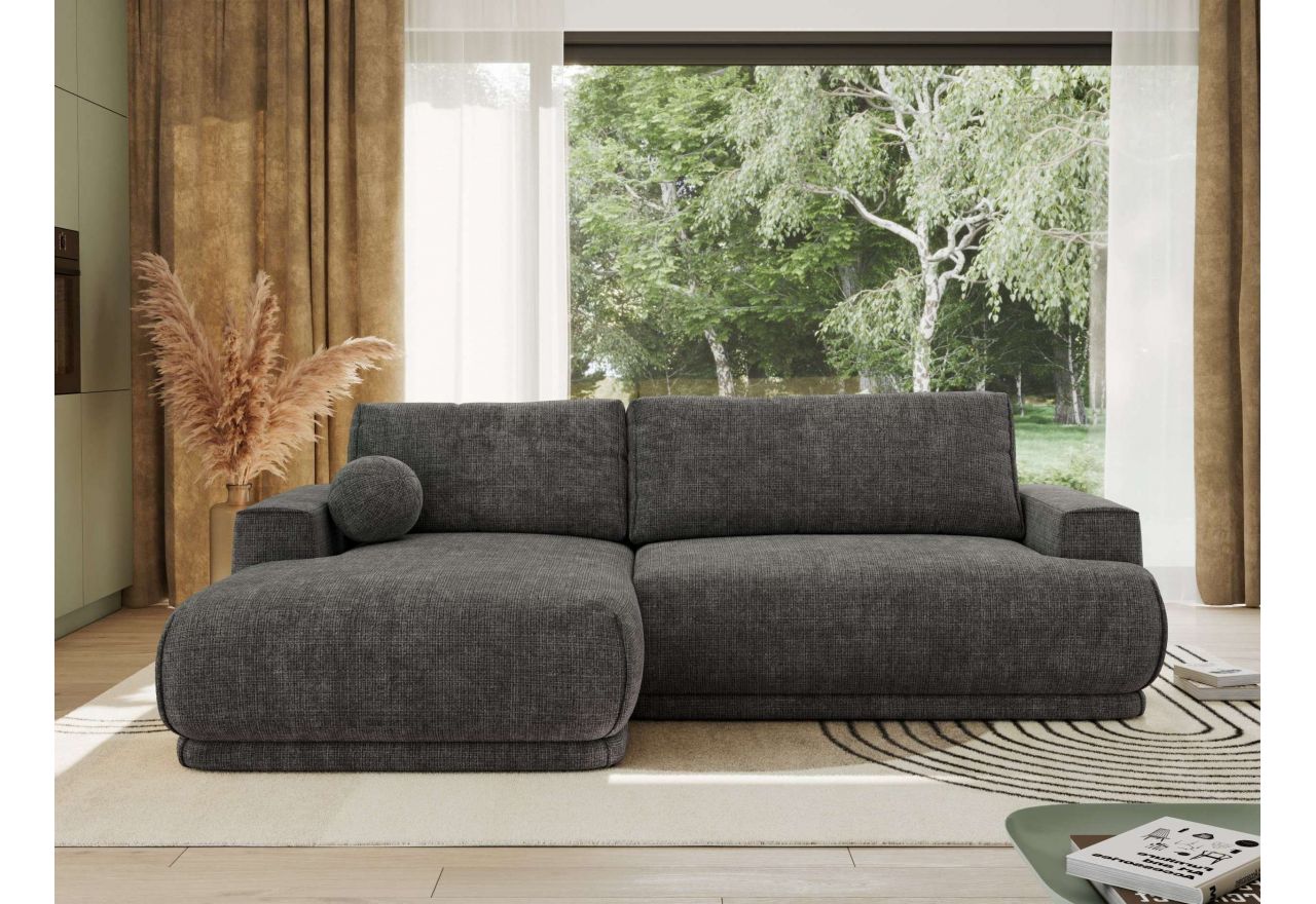 Narożnik RINA L - strona lewa - szary, szenil grubo tkany