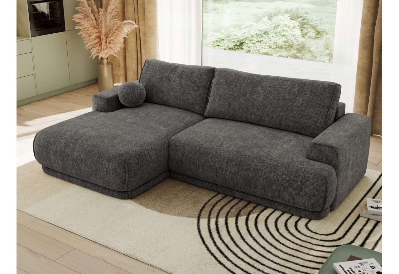 Narożnik RINA L - strona lewa - szary, szenil grubo tkany