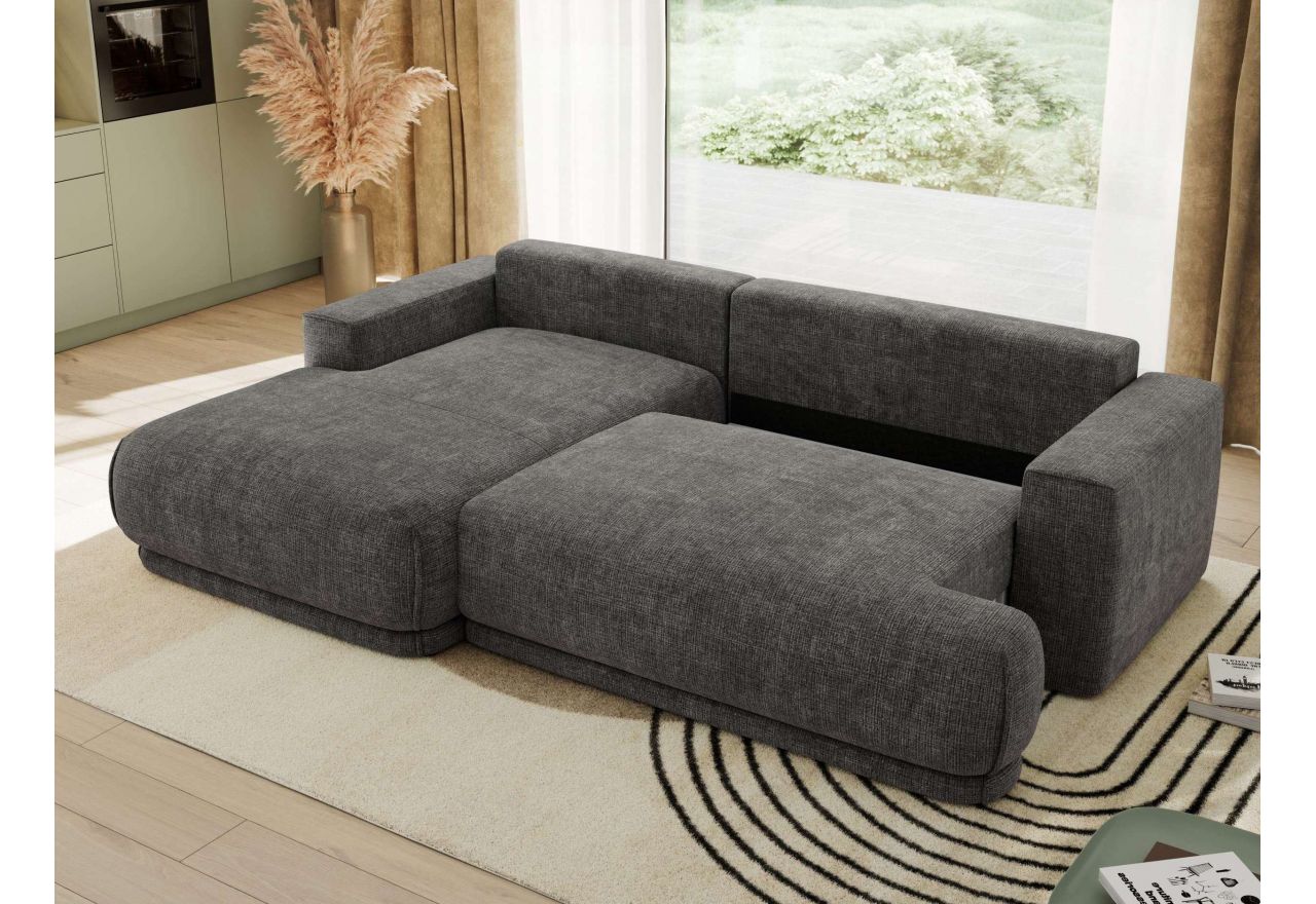 Narożnik RINA L - strona lewa - szary, szenil grubo tkany