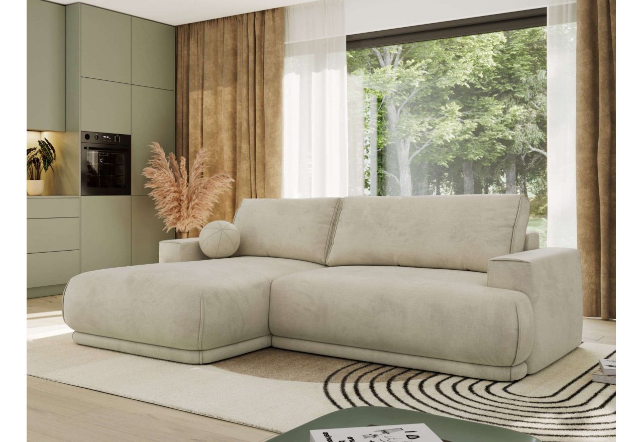 Narożnik RINA L - strona lewa - beżowy, welwet