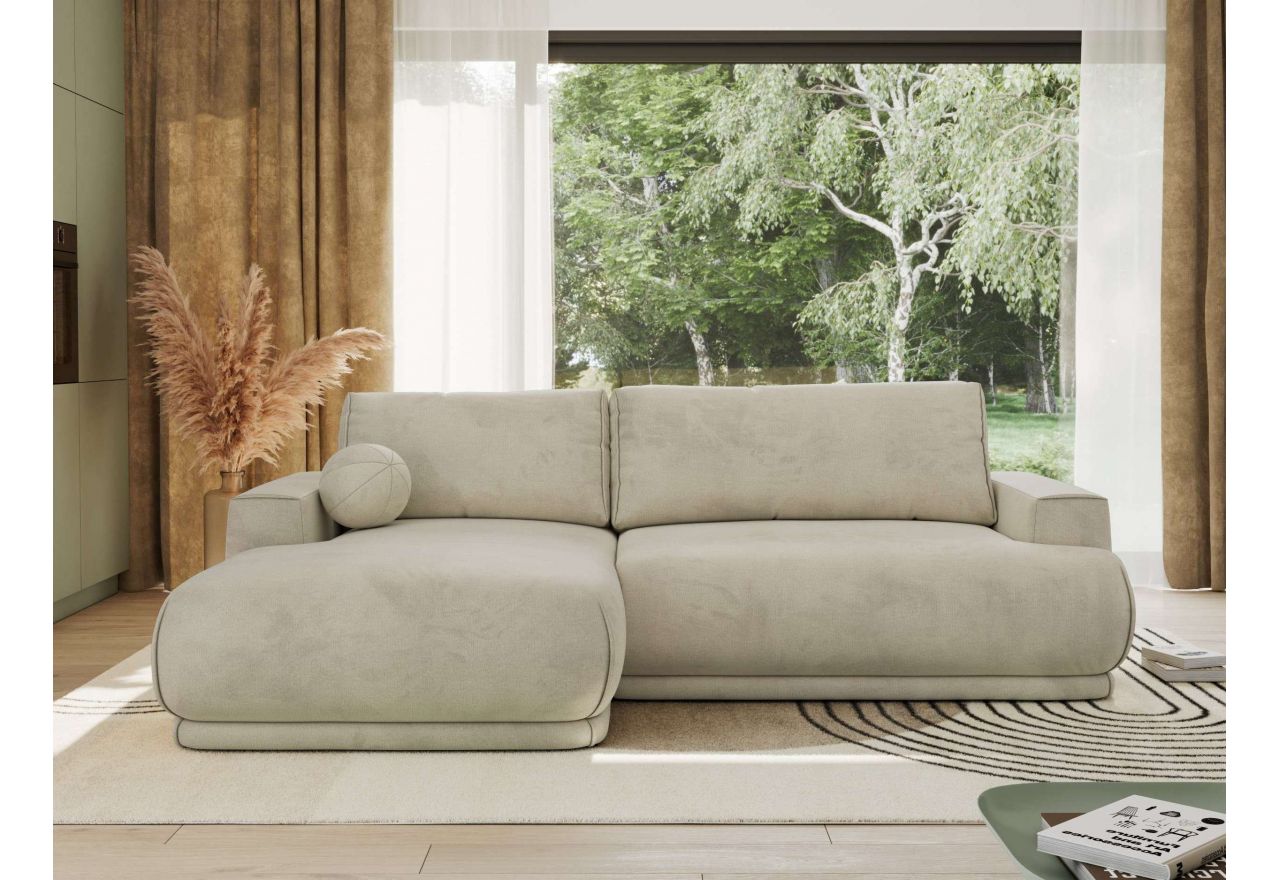 Narożnik RINA L - strona lewa - beżowy, welwet