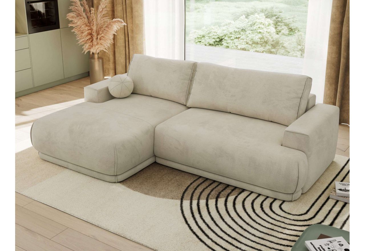 Narożnik RINA L - strona lewa - beżowy, welwet