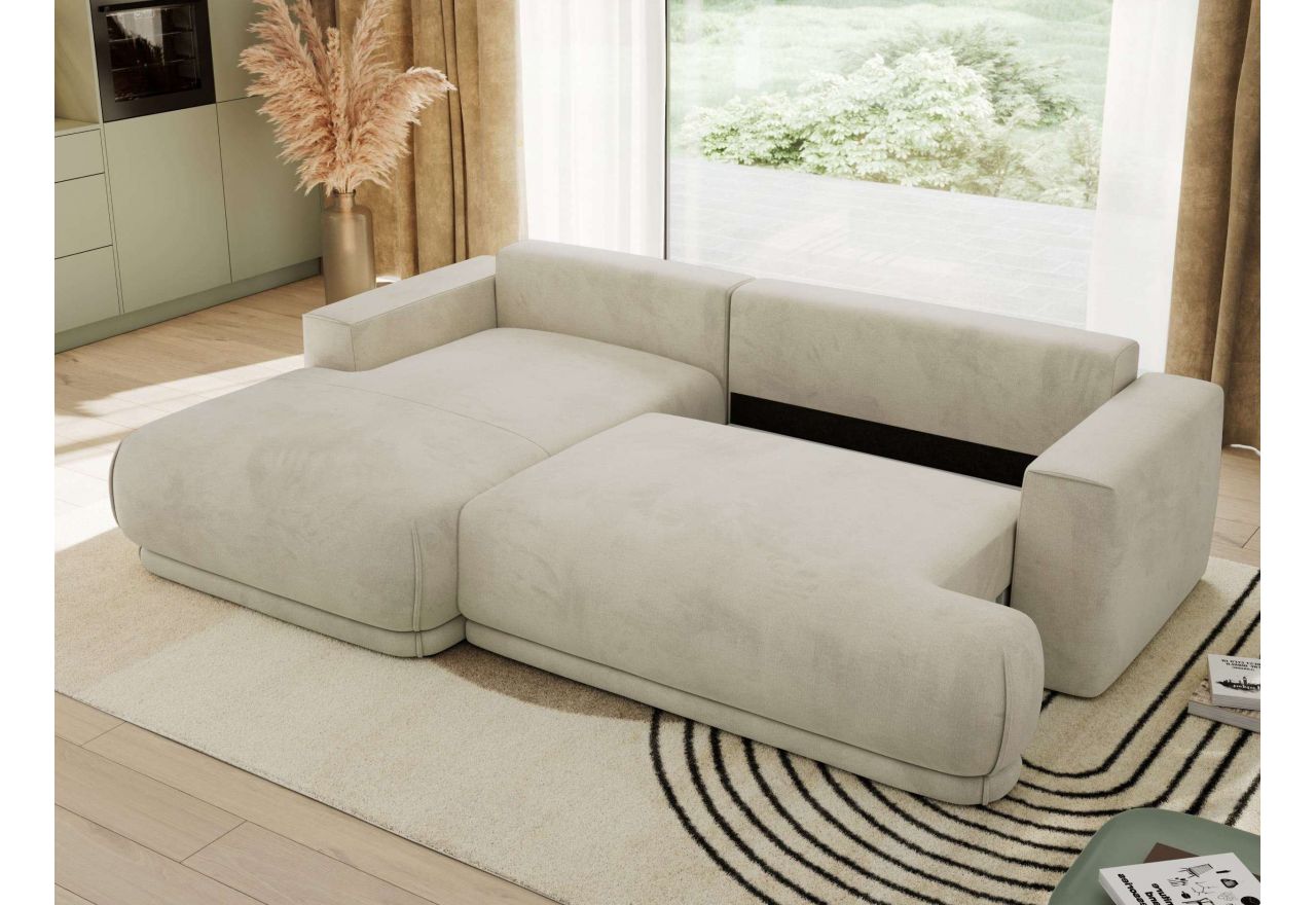 Narożnik RINA L - strona lewa - beżowy, welwet