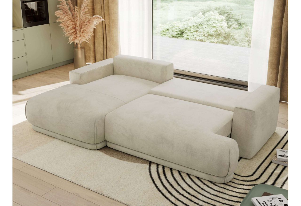 Narożnik RINA L - strona lewa - beżowy, welwet