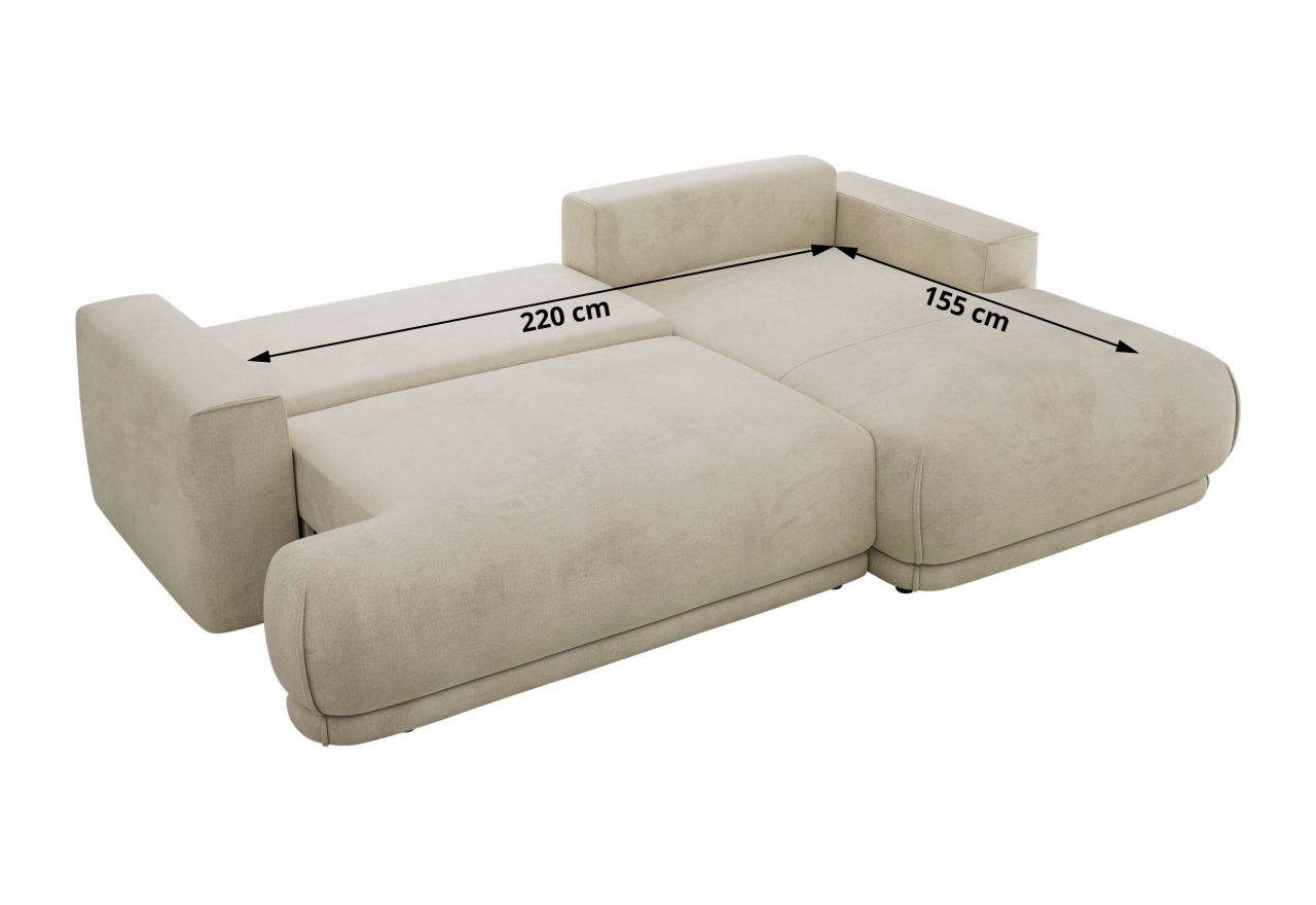 Narożnik RINA L - strona lewa - beżowy, welwet