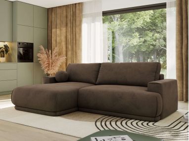 Narożnik RINA L - strona lewa - brązowy, welwet