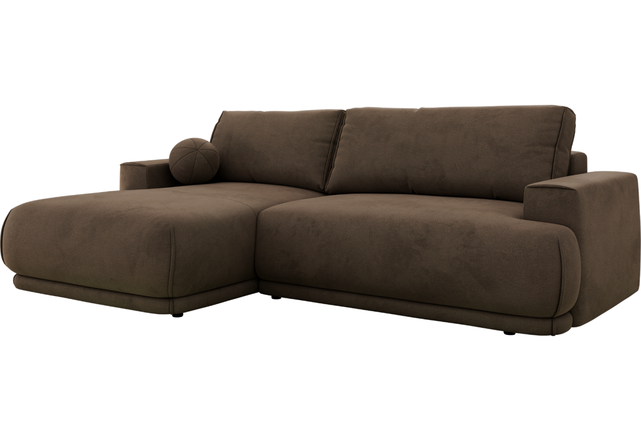 Narożnik RINA L - strona lewa - brązowy, welwet