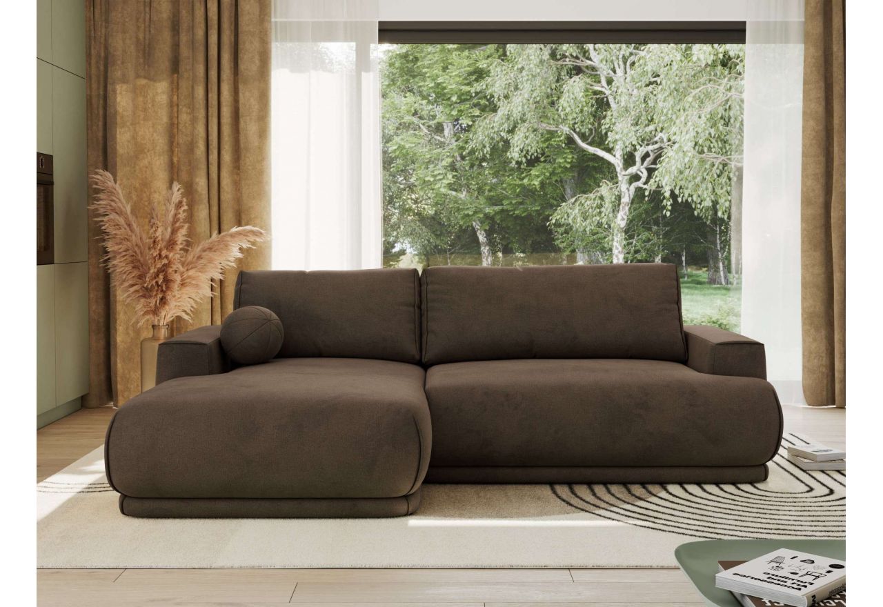 Narożnik RINA L - strona lewa - brązowy, welwet