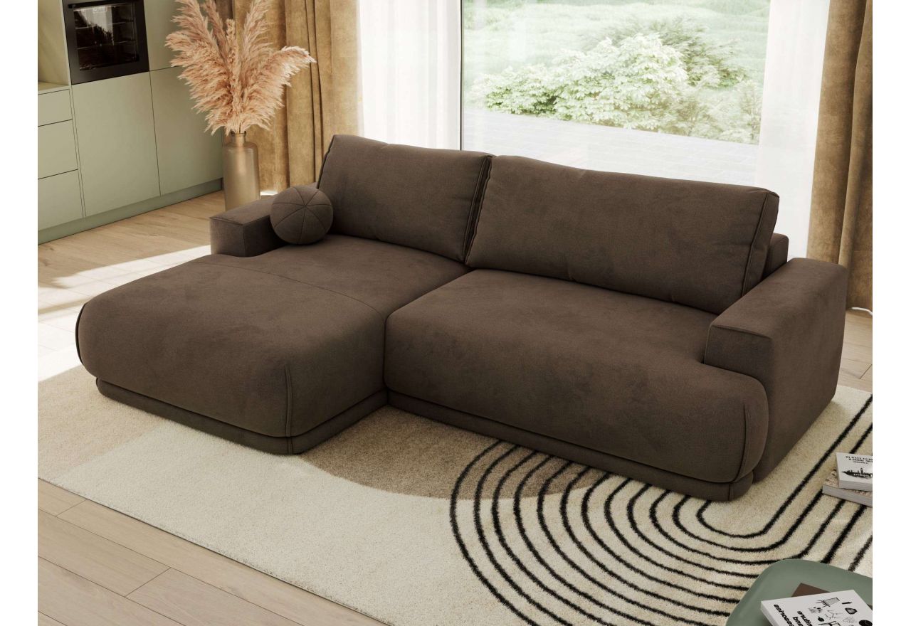 Narożnik RINA L - strona lewa - brązowy, welwet