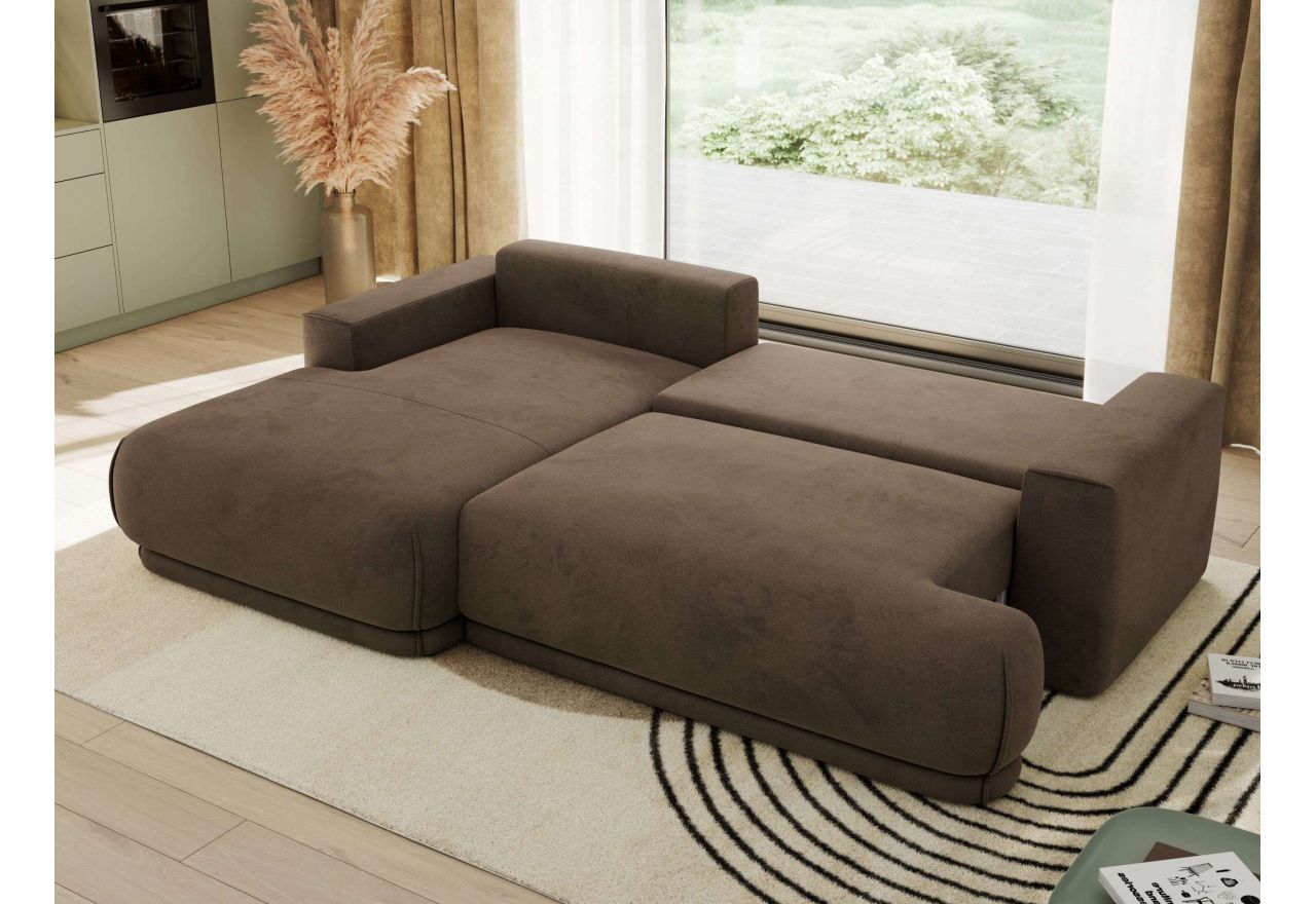 Narożnik RINA L - strona lewa - brązowy, welwet