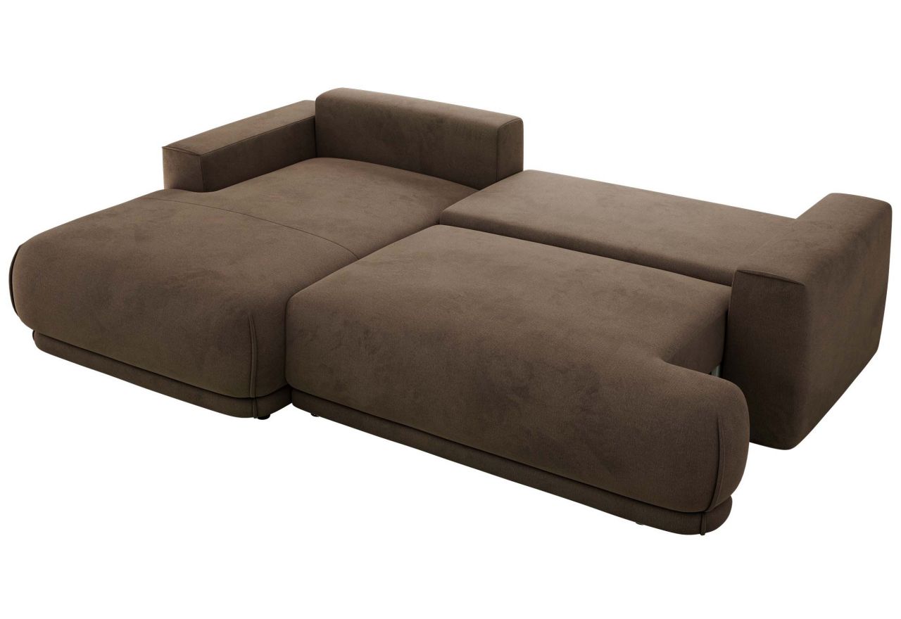 Narożnik RINA L - strona lewa - brązowy, welwet
