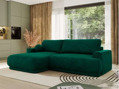 Narożnik RINA L - strona lewa - ciemnozielony, welwet