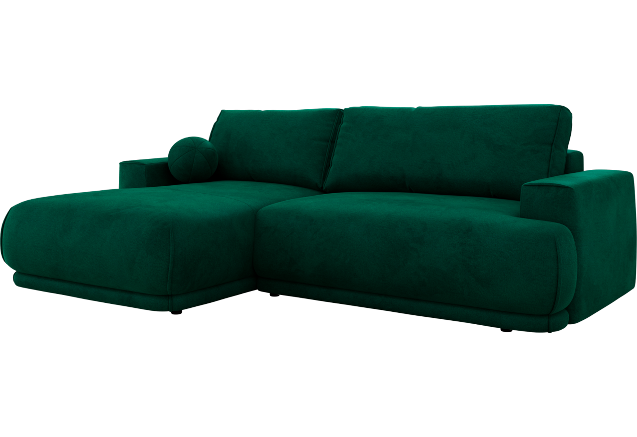 Narożnik RINA L - strona lewa - ciemnozielony, welwet