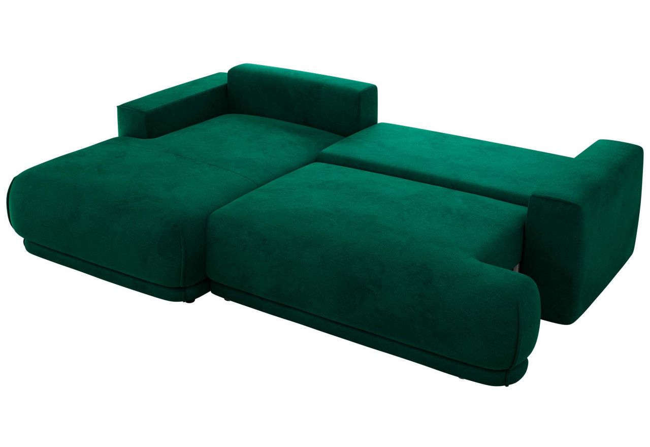 Narożnik RINA L - strona lewa - ciemnozielony, welwet