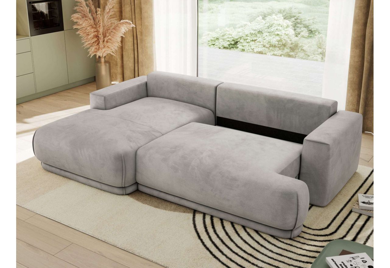 Narożnik RINA L - strona lewa - jasnoszary, welwet