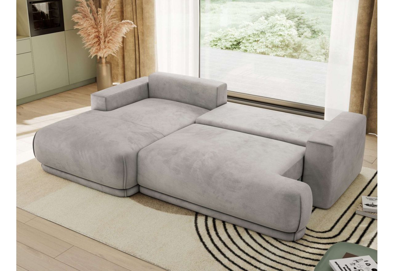 Narożnik RINA L - strona lewa - jasnoszary, welwet