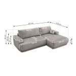 Narożnik RINA L - strona lewa - jasnoszary, welwet