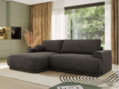 Narożnik RINA L - strona lewa - ciemnoszary, welwet