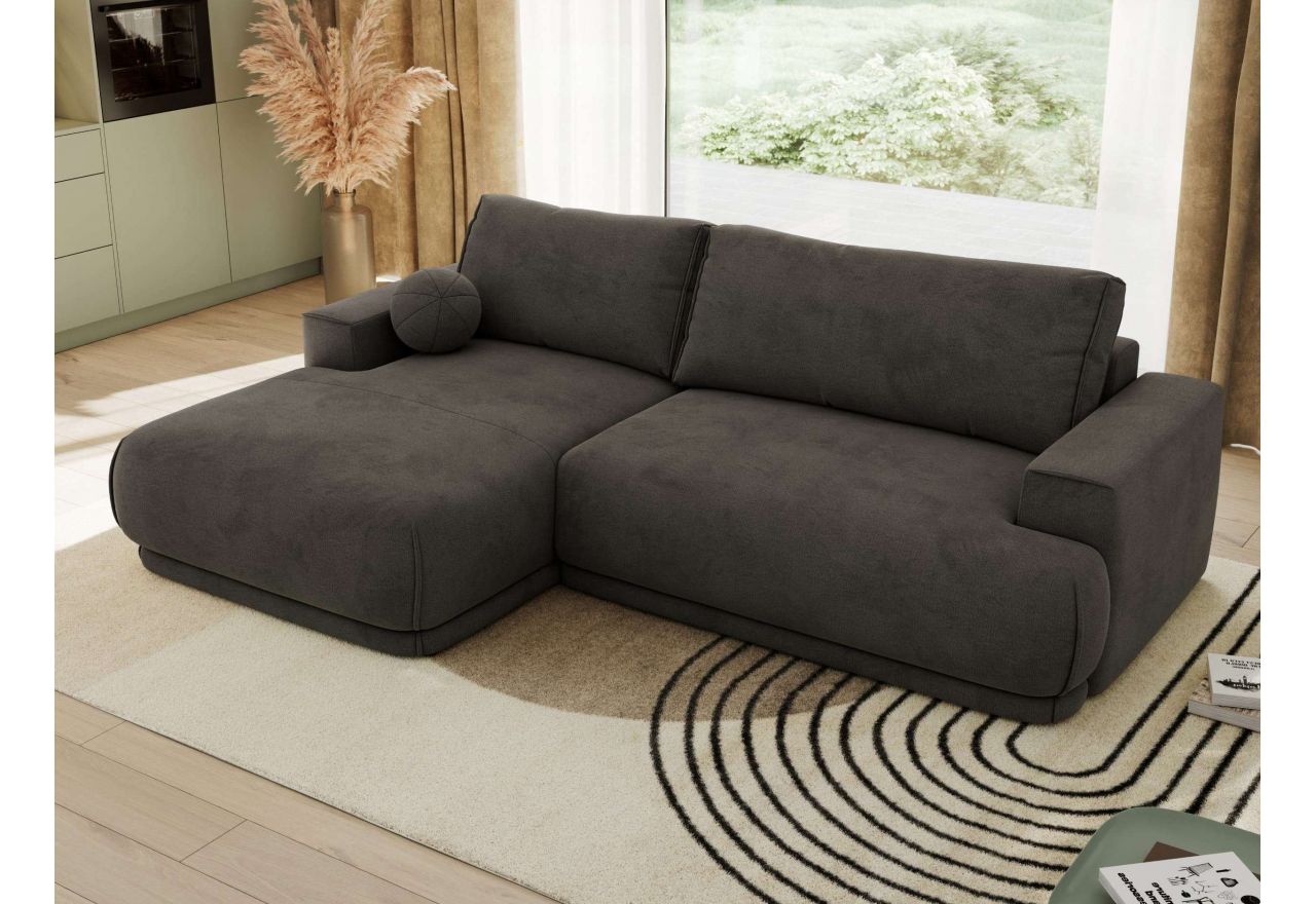 Narożnik RINA L - strona lewa - ciemnoszary, welwet