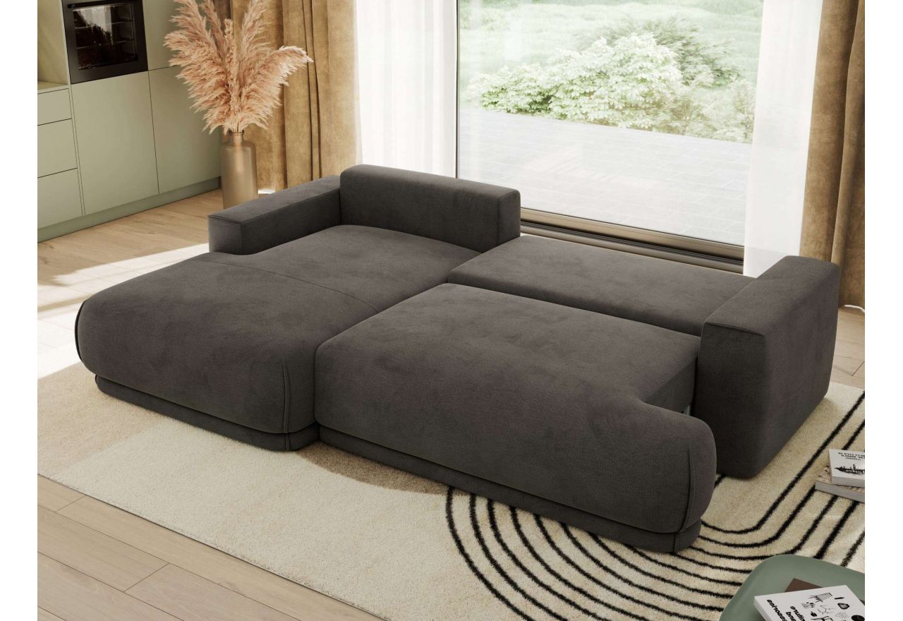 Narożnik RINA L - strona lewa - ciemnoszary, welwet