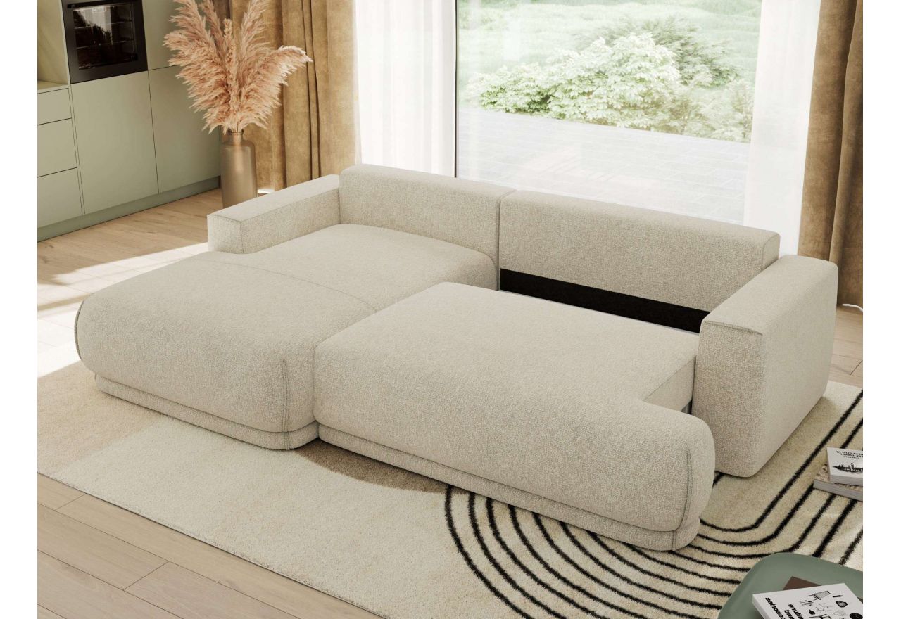 Narożnik RINA L - strona lewa - kremowy, struktura