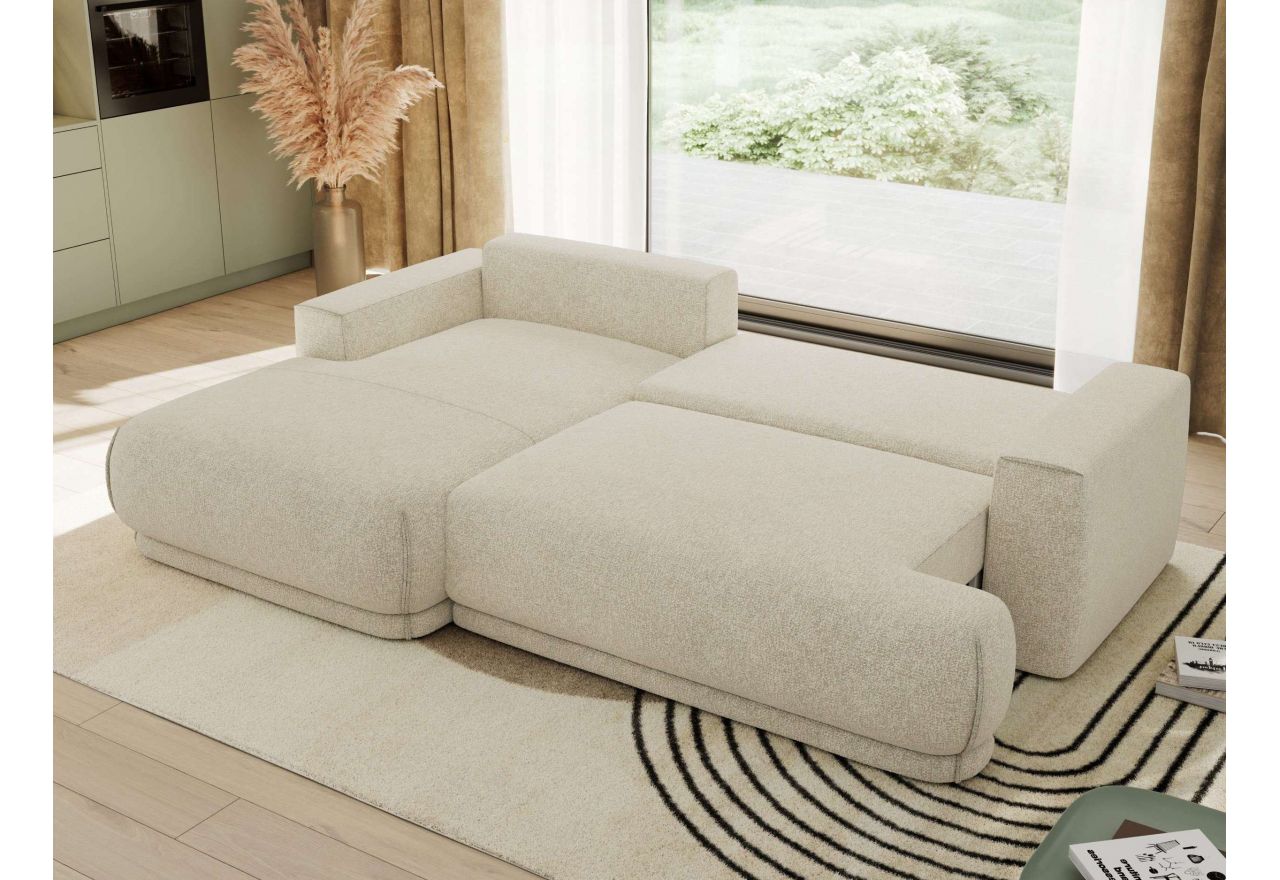 Narożnik RINA L - strona lewa - kremowy, struktura