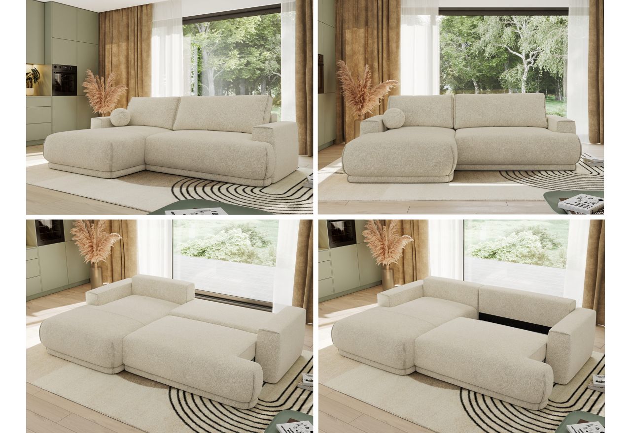 Narożnik RINA L - strona lewa - kremowy, struktura