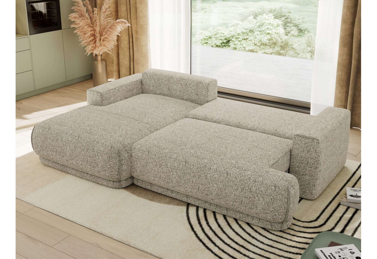 Narożnik RINA L - strona lewa - beżowy, struktura