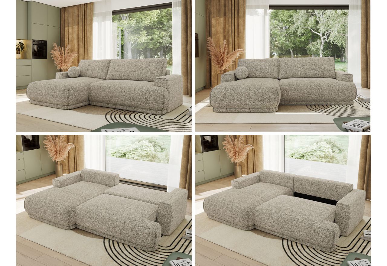 Narożnik RINA L - strona lewa - beżowy, struktura