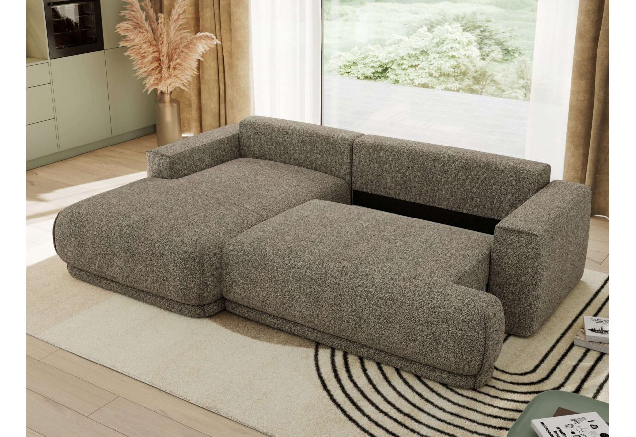 Narożnik RINA L - strona lewa - szary, struktura