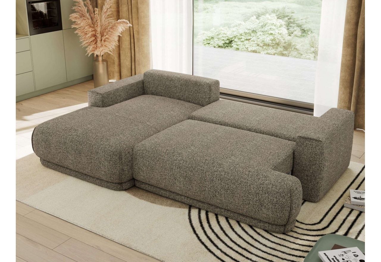 Narożnik RINA L - strona lewa - szary, struktura