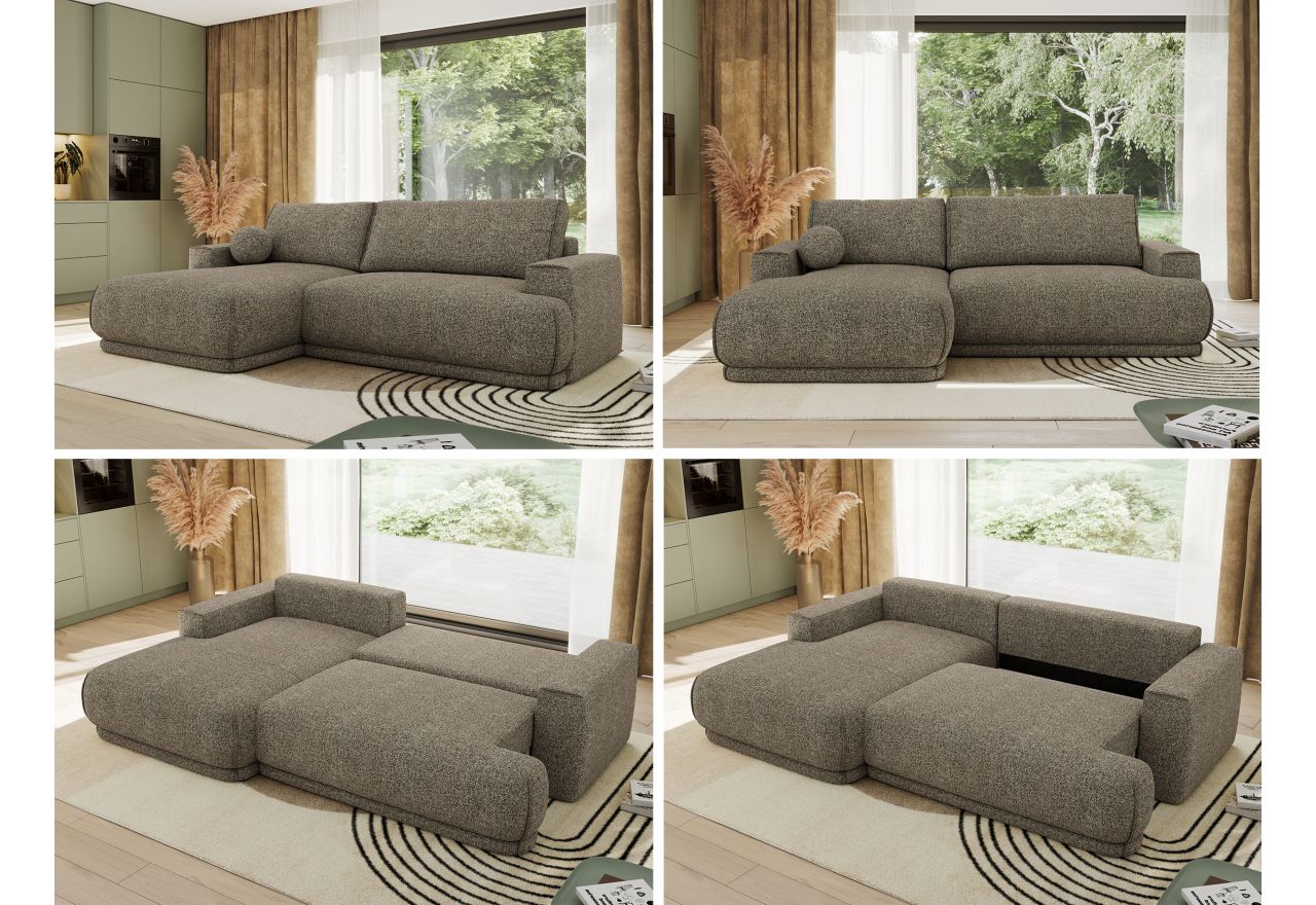 Narożnik RINA L - strona lewa - szary, struktura