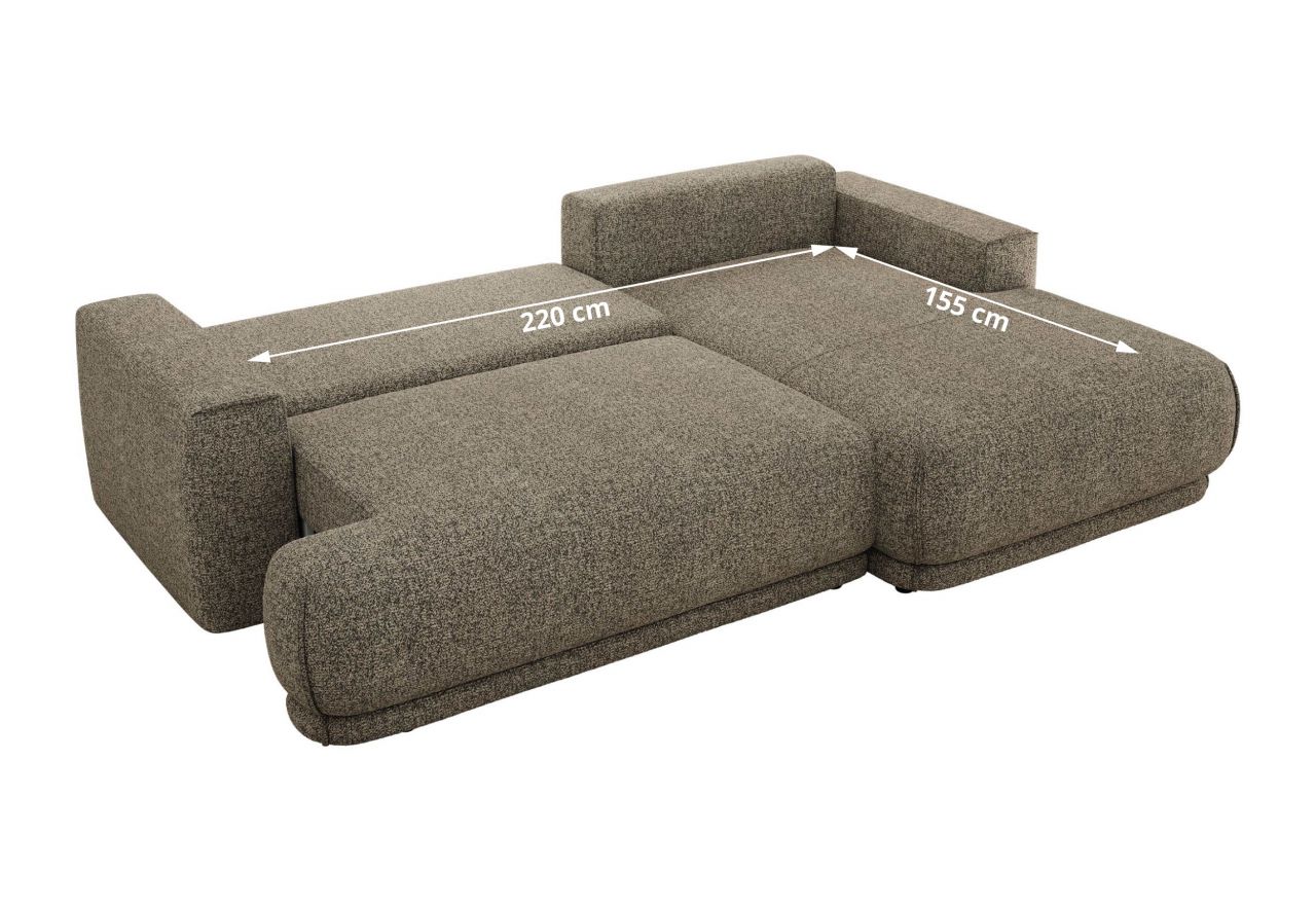 Narożnik RINA L - strona lewa - szary, struktura