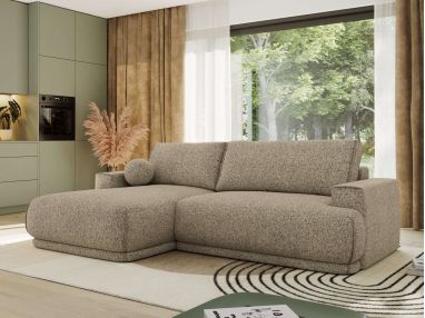 Narożnik RINA L - strona lewa - ciemnobeżowy, struktura