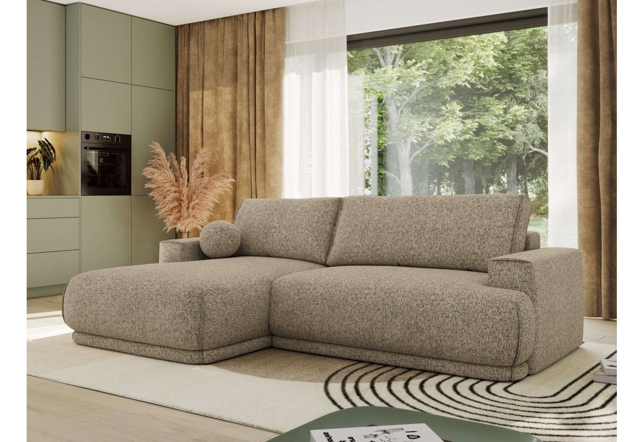 Narożnik RINA L - strona lewa - ciemnobeżowy, struktura