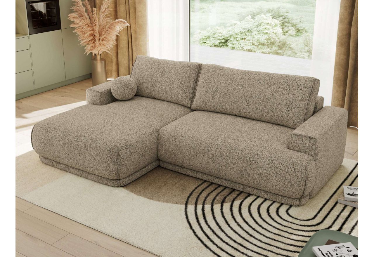 Narożnik RINA L - strona lewa - ciemnobeżowy, struktura