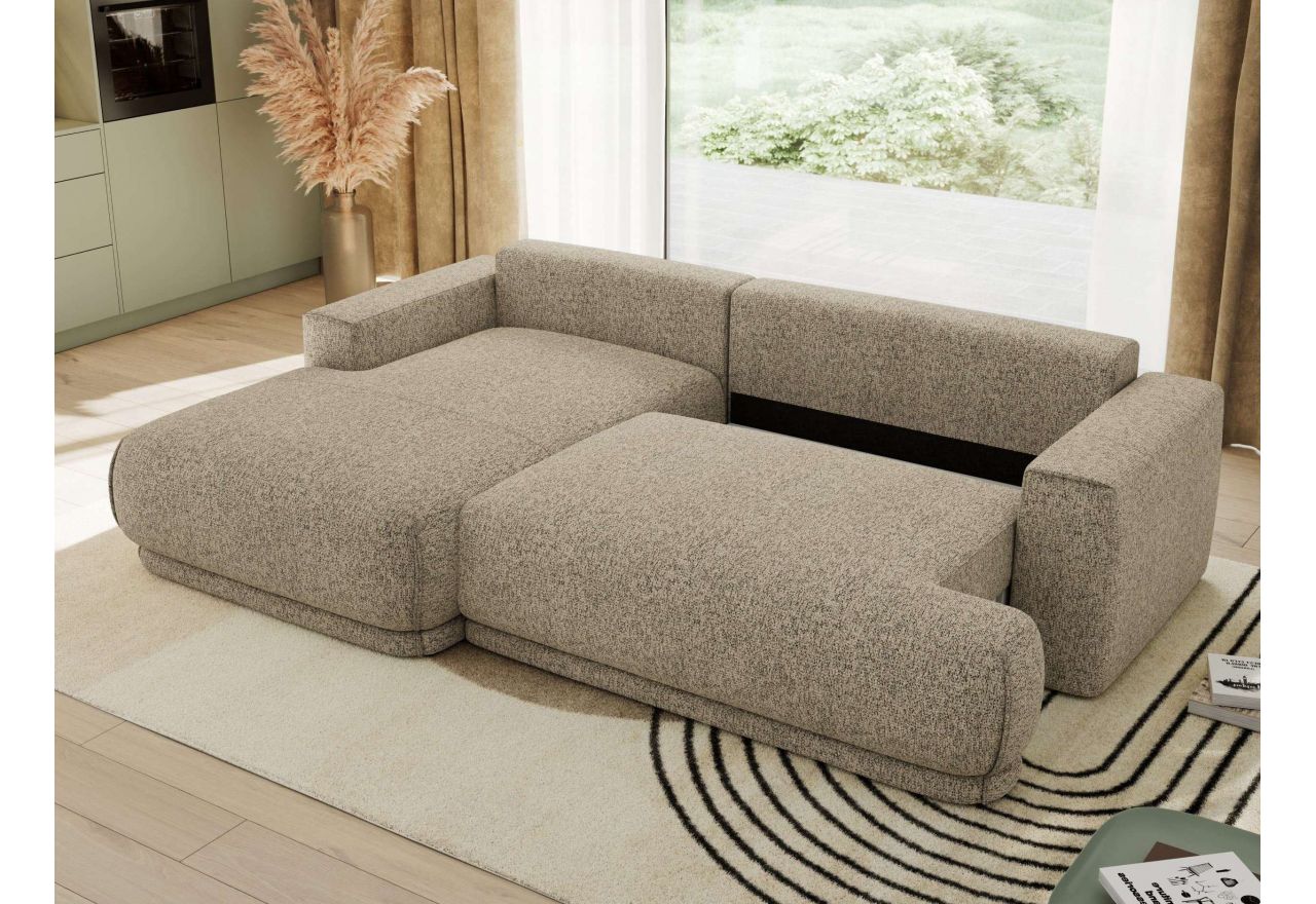 Narożnik RINA L - strona lewa - ciemnobeżowy, struktura