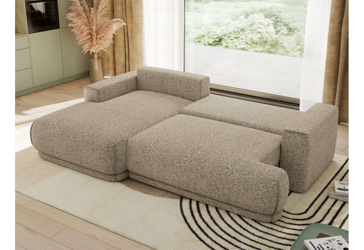 Narożnik RINA L - strona lewa - ciemnobeżowy, struktura