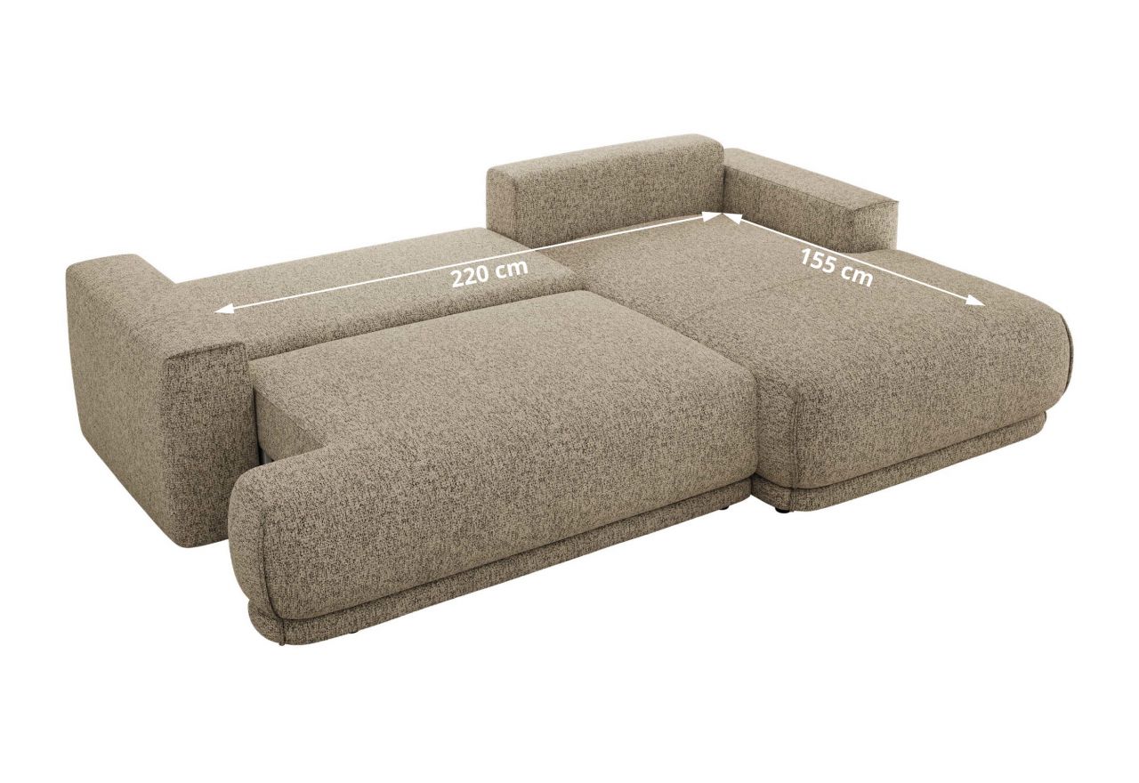 Narożnik RINA L - strona lewa - ciemnobeżowy, struktura