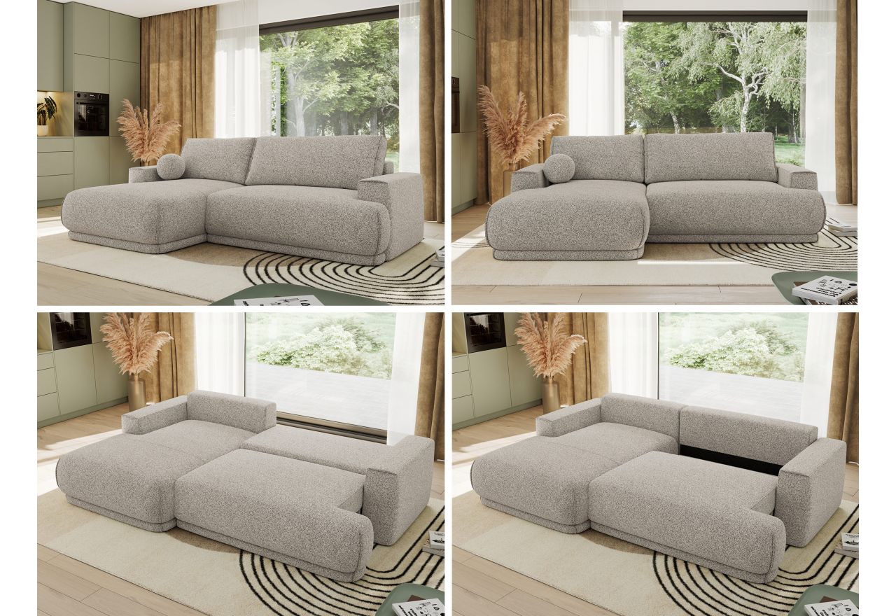 Narożnik RINA L - strona lewa - jasnoszary, struktura