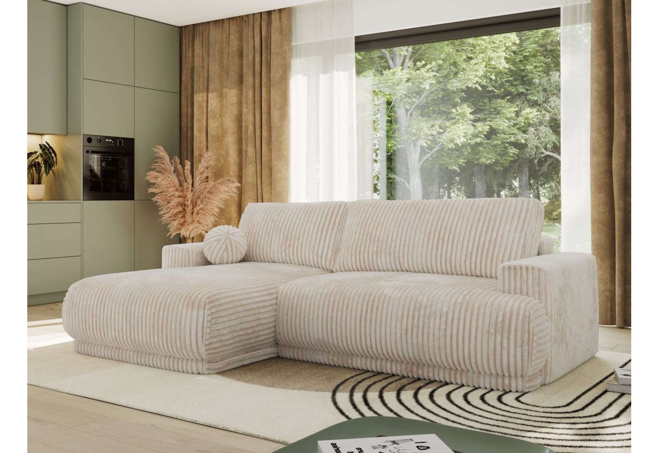 Narożnik RINA L - strona lewa - beżowy, sztruks