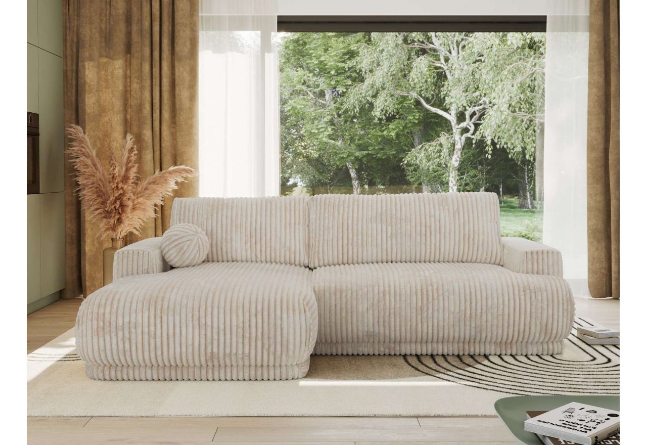 Narożnik RINA L - strona lewa - beżowy, sztruks