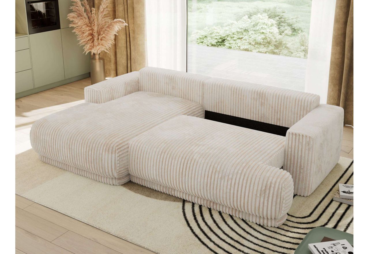 Narożnik RINA L - strona lewa - beżowy, sztruks