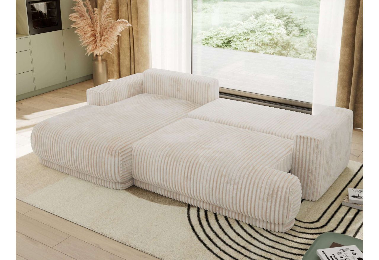 Narożnik RINA L - strona lewa - beżowy, sztruks