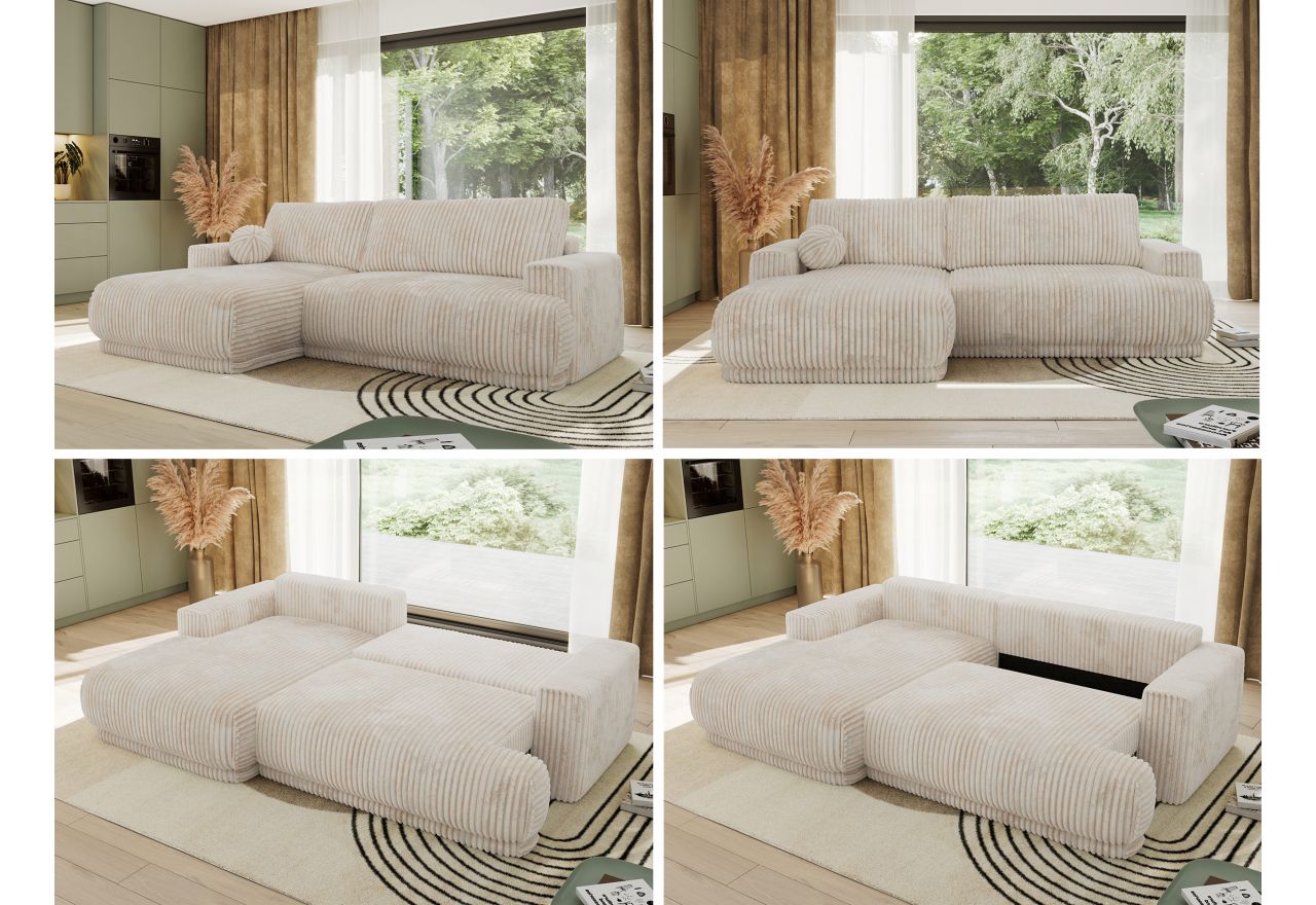 Narożnik RINA L - strona lewa - beżowy, sztruks