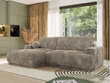 Narożnik RINA L - strona lewa - jasnobrązowy, sztruks