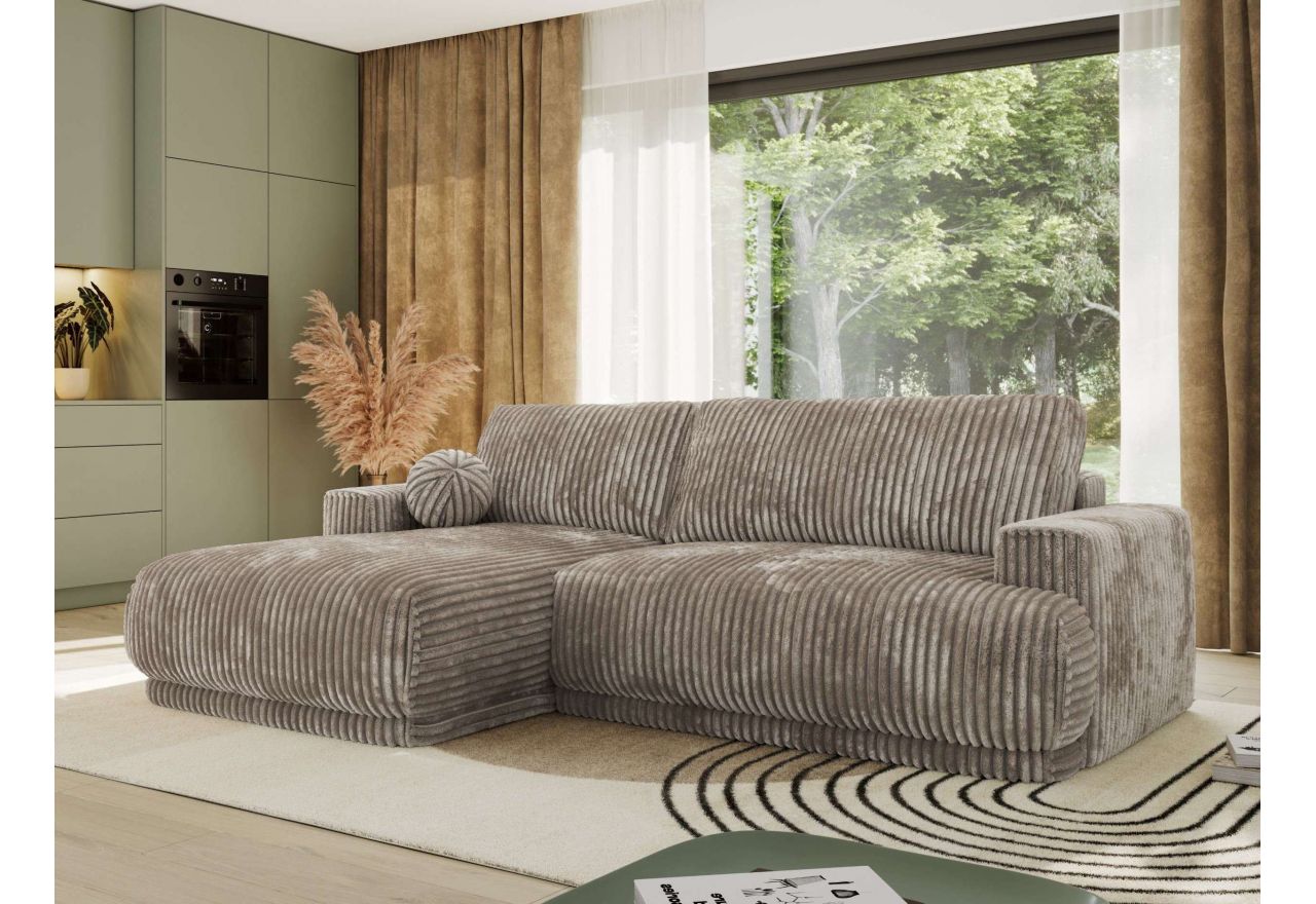 Narożnik RINA L - strona lewa - jasnobrązowy, sztruks